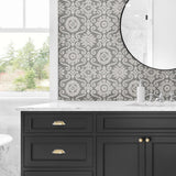 SG10806 Augustine geometric peel and stick removable wallpaper bathroom from The Sojourn Collection by Stacy Garcia Home