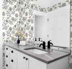SG11000 Jaclyn floral peel and stick removable wallpaper bathroom from The Sojourn Collection by Stacy Garcia Home