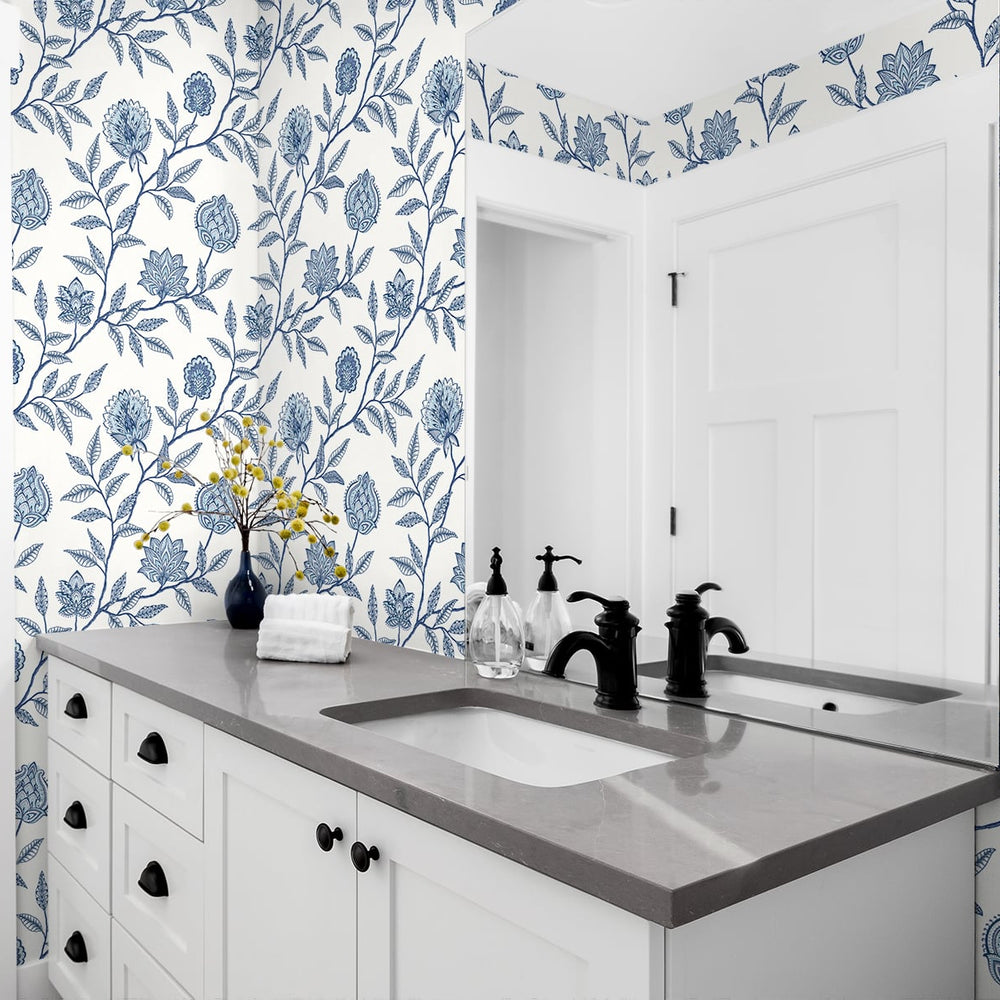 
                  
                    SG11002 Jaclyn floral peel and stick removable wallpaper bathroom from The Sojourn Collection by Stacy Garcia Home
                  
                