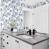 SG11002 Jaclyn floral peel and stick removable wallpaper bathroom from The Sojourn Collection by Stacy Garcia Home