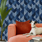 SG11102 Marquetry geometric peel and stick wallpaper living room from The Sojourn Collection by Stacy Garcia Home