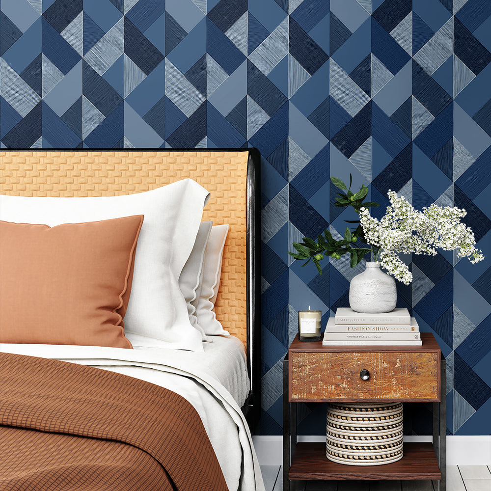 
                  
                    SG11102 Marquetry geometric peel and stick wallpaper bedroom from The Sojourn Collection by Stacy Garcia Home
                  
                