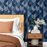 SG11102 Marquetry geometric peel and stick wallpaper bedroom from The Sojourn Collection by Stacy Garcia Home