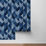 SG11102 Marquetry geometric peel and stick wallpaper roll from The Sojourn Collection by Stacy Garcia Home