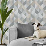 SG11108 Marquetry geometric peel and stick wallpaper living room from The Sojourn Collection by Stacy Garcia Home