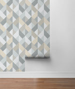 SG11108 Marquetry geometric peel and stick wallpaper roll from The Sojourn Collection by Stacy Garcia Home