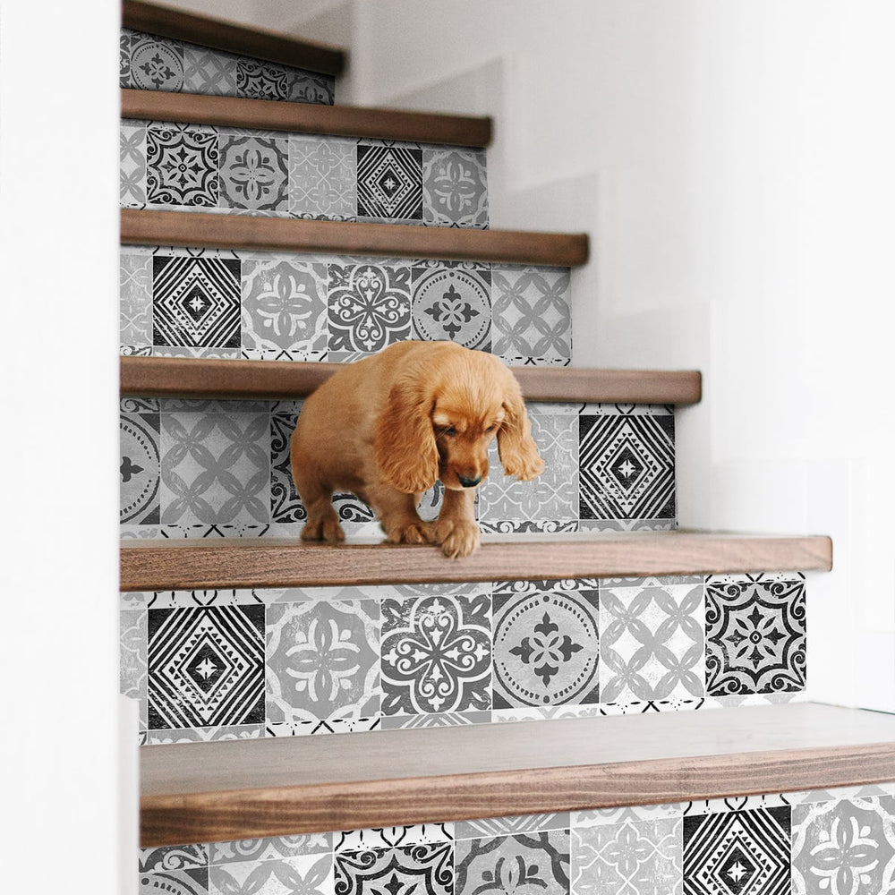 
                  
                    SG11210 tilework peel and stick removable wallpaper stairs from The Sojourn Collection by Stacy Garcia Home
                  
                