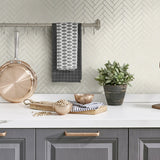 SG11300 herringbone inlay peel and stick removable wallpaper kitchen from Stacy Garcia Home