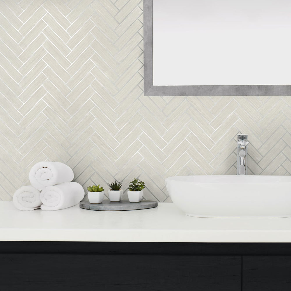 
                  
                    SG11300 herringbone inlay peel and stick removable wallpaper bathroom from Stacy Garcia Home
                  
                