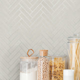 SG11300 herringbone inlay peel and stick removable wallpaper backsplash from Stacy Garcia Home