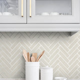 SG11300 herringbone inlay peel and stick removable wallpaper tile from Stacy Garcia Home