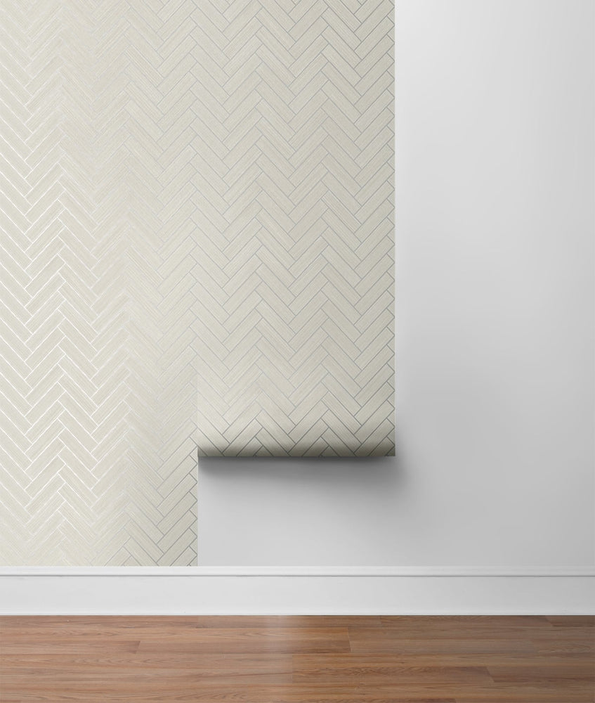 SG11300 herringbone inlay peel and stick removable wallpaper roll from Stacy Garcia Home
