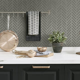 SG11307 herringbone inlay peel and stick removable wallpaper kitchen from Stacy Garcia Home