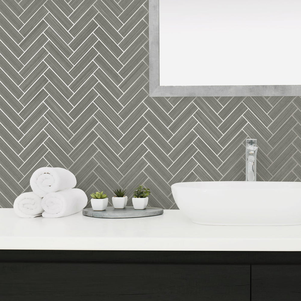 
                  
                    SG11307 herringbone inlay peel and stick removable wallpaper bathroom from Stacy Garcia Home
                  
                