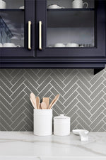 SG11307 herringbone inlay peel and stick removable wallpaper tile from Stacy Garcia Home