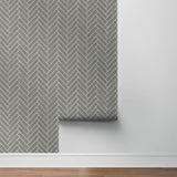 SG11307 herringbone inlay peel and stick removable wallpaper temporary from Stacy Garcia Home