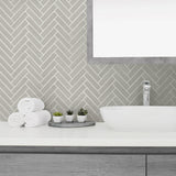 SG11308 herringbone inlay peel and stick removable wallpaper bathroom from Stacy Garcia Home
