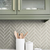 SG11308 herringbone inlay peel and stick removable wallpaper backsplash from Stacy Garcia Home