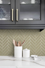 SG11313 herringbone inlay peel and stick removable wallpaper backsplash from Stacy Garcia Home
