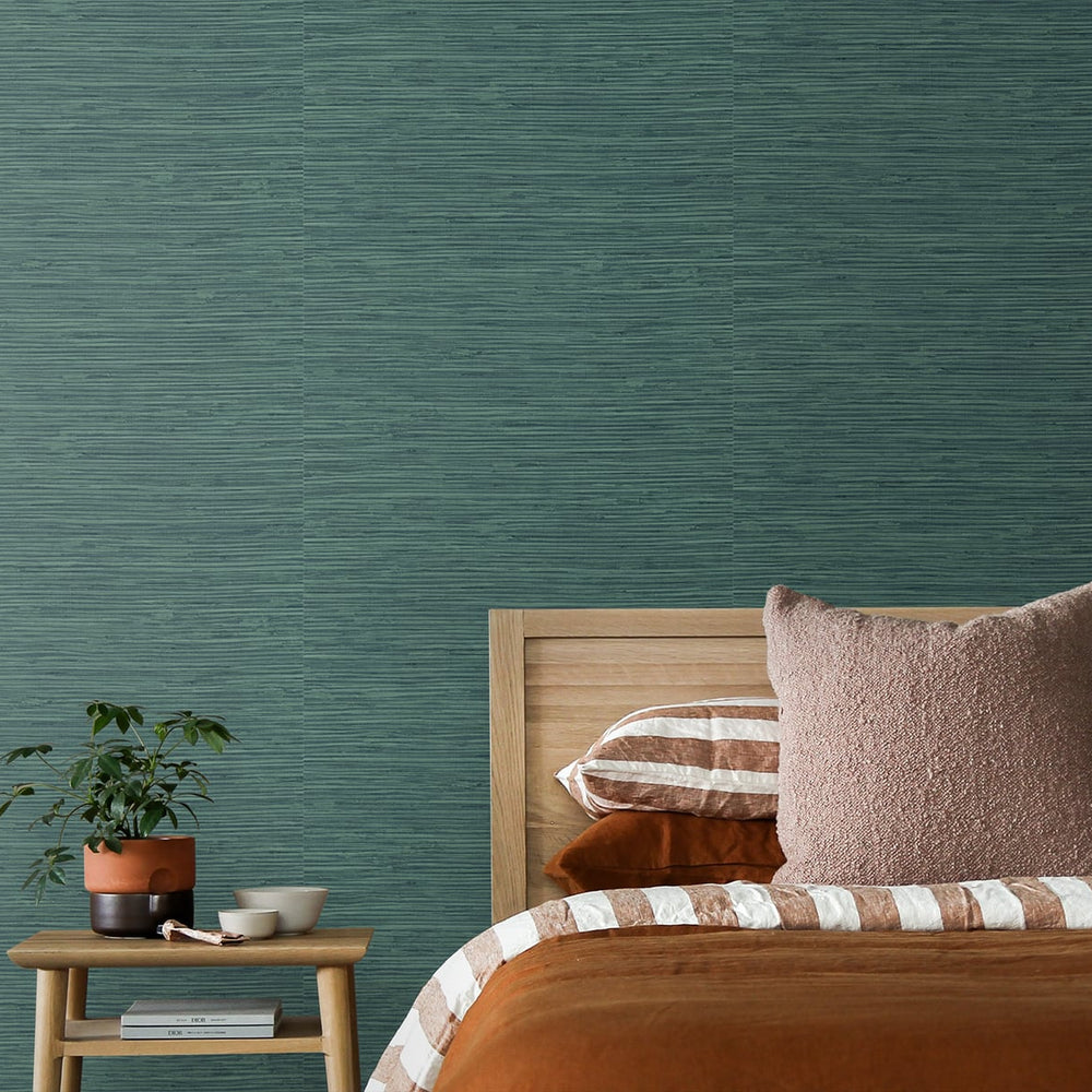 
                  
                    SG11404 Saybrook faux rushcloth peel and stick wallpaper bedroom from Stacy Garcia
                  
                