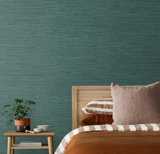 SG11404 Saybrook faux rushcloth peel and stick wallpaper bedroom from Stacy Garcia