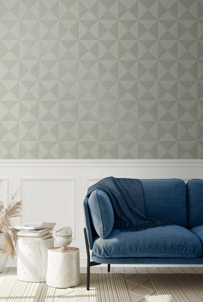 SG11708 geo inlay geometric peel and stick wallpaper living room from Stacy Garcia Home