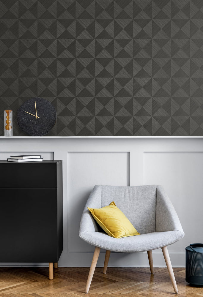 SG11710 geo inlay geometric peel and stick wallpaper entryway from Stacy Garcia Home