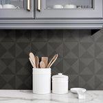 SG11710 geo inlay geometric peel and stick wallpaper kitchen from Stacy Garcia Home
