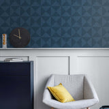 SG11712 geo inlay geometric peel and stick wallpaper hallway from Stacy Garcia Home