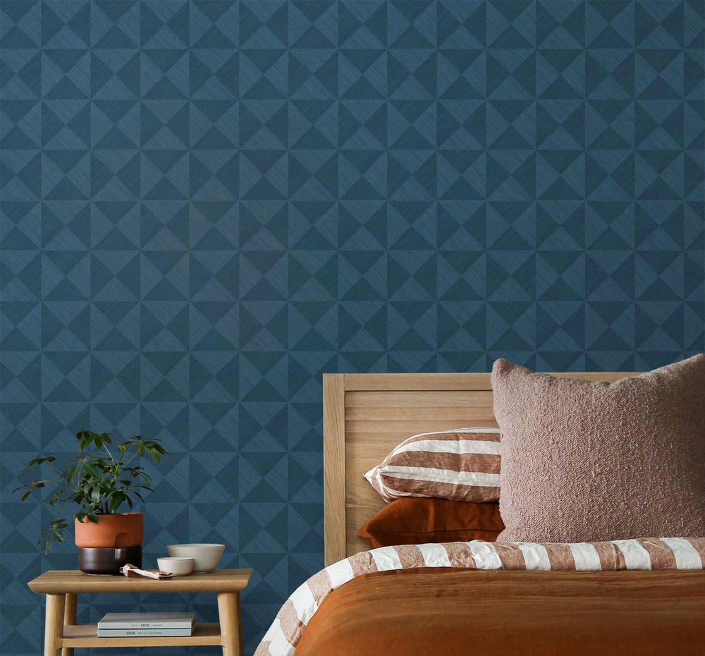 SG11712 geo inlay geometric peel and stick wallpaper bedroom from Stacy Garcia Home