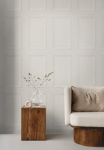 Peel and stick wallpaper SG11800 living room faux wood panel from Stacy Garcia Home