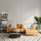 Peel and stick wallpaper SG11800 family room faux wood panel from Stacy Garcia Home