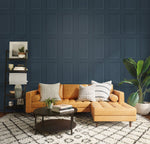 Peel and stick wallpaper SG11802 family room faux wood panel from Stacy Garcia Home