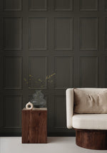 Peel and stick wallpaper SG11810 living room faux wood panel from Stacy Garcia Home
