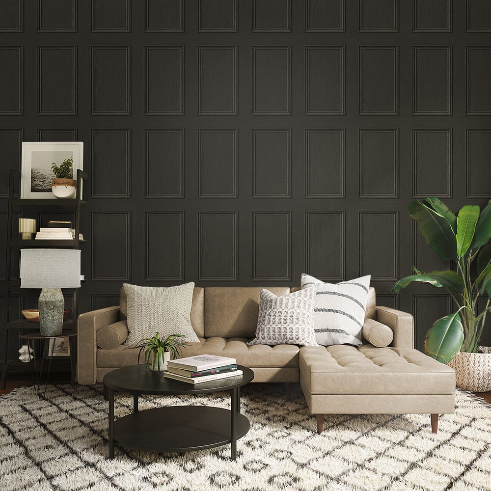 
                  
                    Peel and stick wallpaper SG11810 family room faux wood panel from Stacy Garcia Home
                  
                