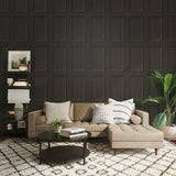 Peel and stick wallpaper SG11810 family room faux wood panel from Stacy Garcia Home