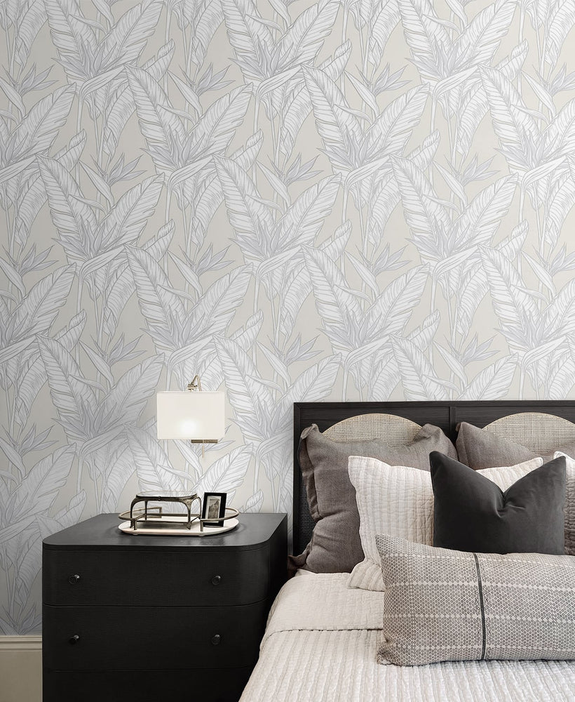 Birds of paradise peel and stick wallpaper bedroom SG11905 from Stacy Garcia Home