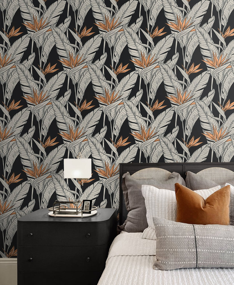 Birds of paradise peel and stick wallpaper bedroom SG11910 from Stacy Garcia Home