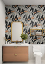 Birds of paradise peel and stick wallpaper bathroom SG11910 from Stacy Garcia Home
