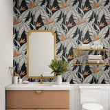 Birds of paradise peel and stick wallpaper bathroom SG11910 from Stacy Garcia Home