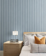 Faux wood peel and stick wallpaper Japandi bedroom SG12102 from Stacy Garcia Home