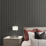 Faux wood peel and stick wallpaper Japandi bedroom SG12106 from Stacy Garcia Home