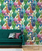 SG12201 Mariposa butterfly botanical peel and stick wallpaper living room from The Sojourn Collection by Stacy Garcia