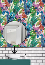 SG12201 Mariposa butterfly botanical peel and stick wallpaper bathroom from The Sojourn Collection by Stacy Garcia