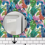 SG12201 Mariposa butterfly botanical peel and stick wallpaper bathroom from The Sojourn Collection by Stacy Garcia