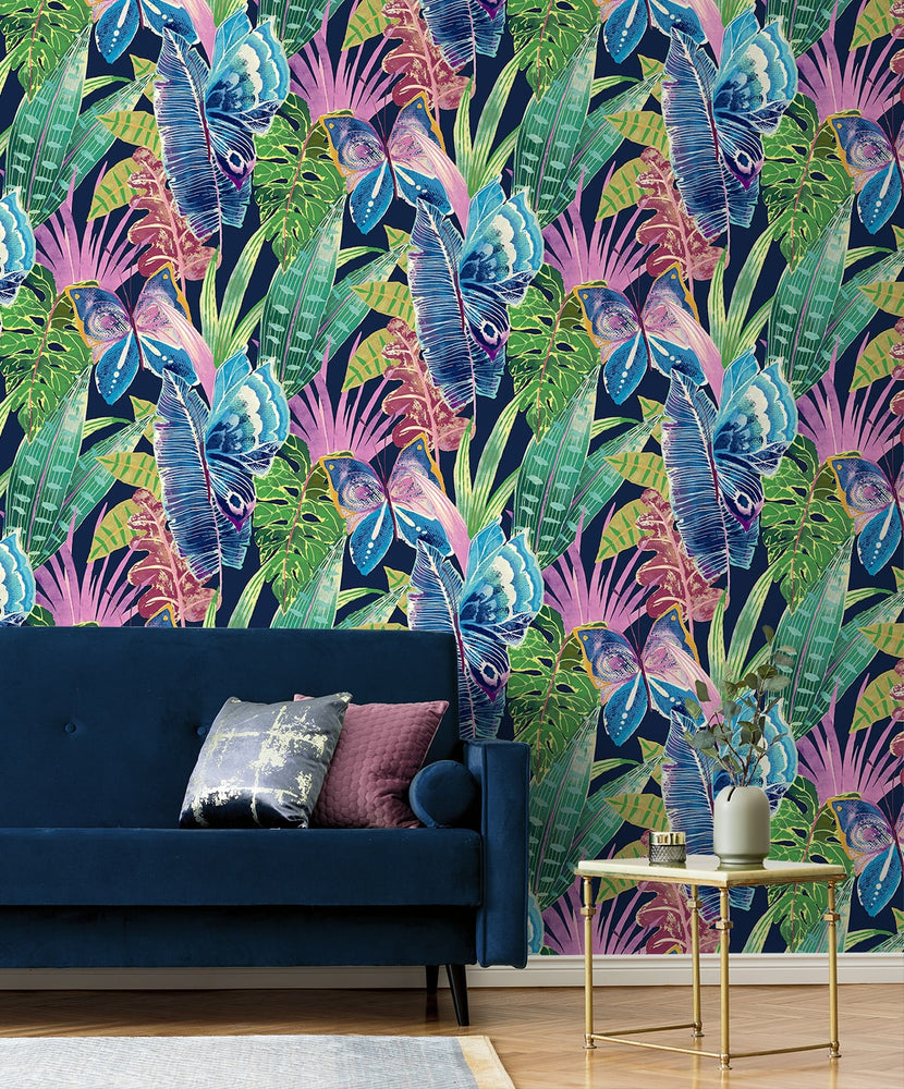 SG12202 Mariposa butterfly botanical peel and stick wallpaper decor from The Sojourn Collection by Stacy Garcia