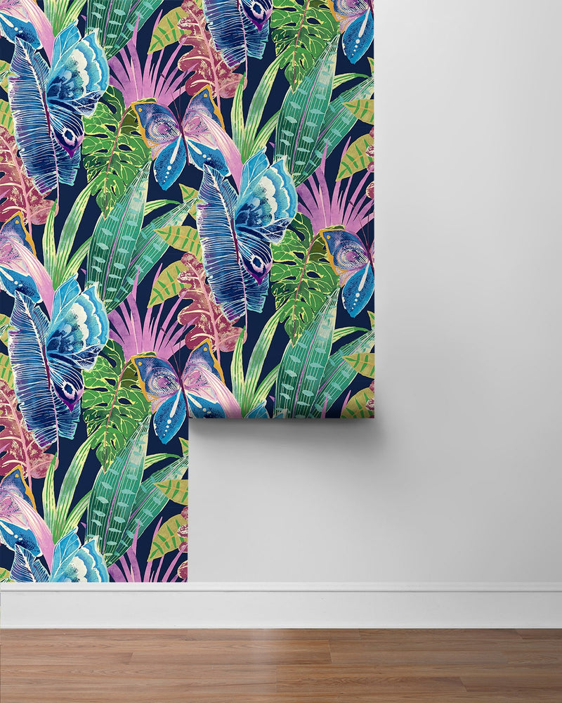 SG12202 Mariposa butterfly botanical peel and stick wallpaper roll from The Sojourn Collection by Stacy Garcia