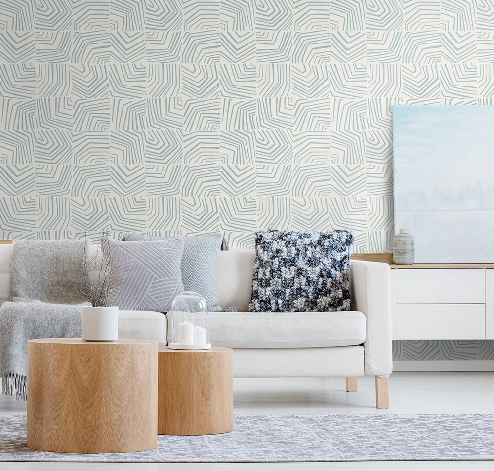 Geometric wallpaper living room SL80202 from The Simple Life collection by Seabrook Designs