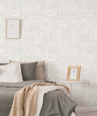 Geometric wallpaper bedroom SL80208 from The Simple Life collection by Seabrook Designs