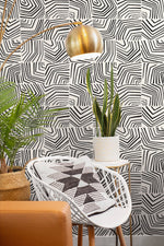 Geometric wallpaper living room SL80210 from The Simple Life collection by Seabrook Designs